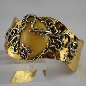 Vintage Carolyn Pollack Cuff Bracelet with Agate, 925 Silver